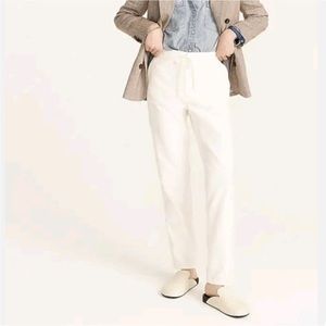 J. Crew Cream Twill Cotton Tie Waist Camp Pant Straight Leg Medium Tall NWT